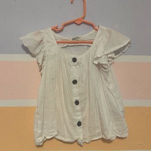 Girls White Button Up Top